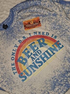 Beer and Sunshine Graphic Tee - Blue & White